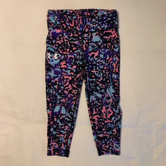 Under Armour Girls' HeatGear Armour Printed Ankle Crop Leggings Size XS 7 - Picture 3 of 9